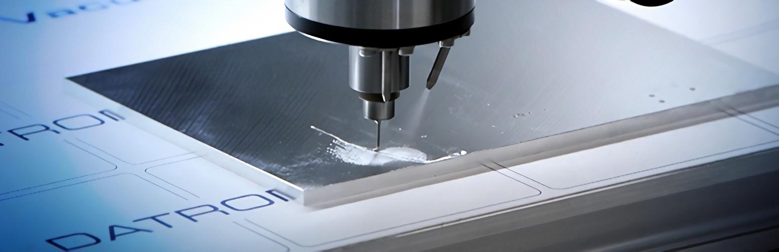 A CNC machine built by DATRON milling aluminium